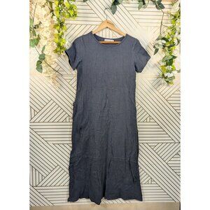 Mislook Women's Grey Short Sleeve Cotton Pocket Casual Maxi Dress Size S 9119